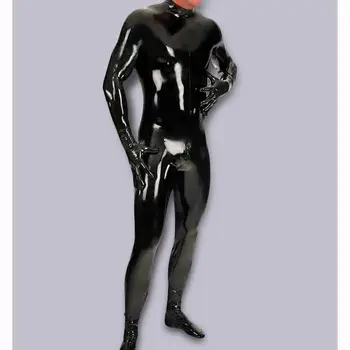 4gab/set Wetlook PVC Vīriešiem Bodysuit Fitnesa Apģērbu Kultūrisms Drēbes Body Shaper Pilna Mētelis Zentai Zeķubikses Catsuit Shapewear