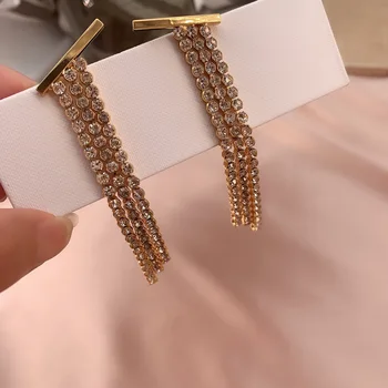 2020. gada Eiropas Pilna Rhinestone classic Laukumā Pušķis 18K zelta auskari trapecveida, antikvariāts, Metāla personalizētas modes auskari
