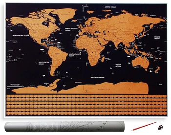 Liela Izmēra Scratch Off Pasaules Ceļojumu Kartes Premium Personalizētu Sienas Uzlīmes, Plakātu, Visu Valstu Karogi, Dāvanu Iepakojumā Ceļotājiem