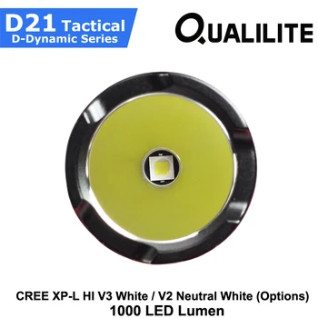 Qualilite D21 CREE XP-L HI, Balts / Neitrāli Balta 1000 Lm 2 Grupas, no 3 līdz 5 Režīmu LED Lukturīti ( 1x18650 / 2xCR123 )