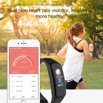 Bluetooth Sievietes Smart Skatīties Sporta un Fitnesa Centrā RateTracker asinsspiediens smartwatch vīriešiem IP67 Waterproof par