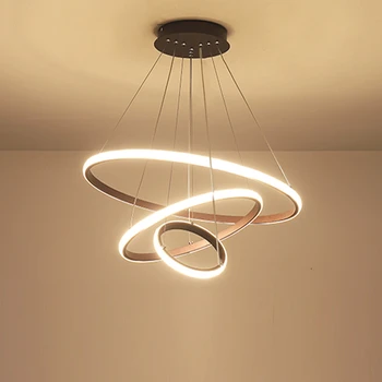 Gredzeni Modernu LED Lustras, Lai Dzīvojamā Istabā Karājas Gaismas Armatūra Tālvadības Lampas Restorāns Art Deco Spīdumu