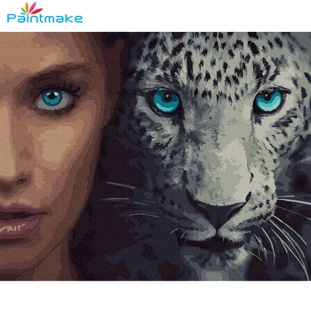 Paintmake Leopard DIY Krāsu skaits Sieviešu, Eļļas Glezna Uz Audekla Unikāls Mājas Sienas dekors Art Attēlu for Adult