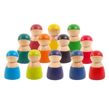 12 Bitu Lelle Nelietis Celtniecības Bloku Rotaļlietas Radošo Varavīksnes Krāsu Koka Rotaļlietas Bērnu Montessori Bērnu Agrīnās Izglītības Dāvanu