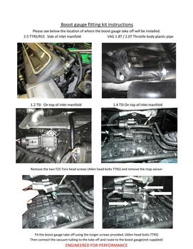 Vakuuma Pieskarieties Turbo Boost Gauge Sensora Adaptera Turbo Boost Gauge adapteri Audi VW SEAT un Skoda