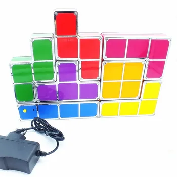 7 Gabali, LED Indukcijas Bloķēšanas Lampu DIY Tetris Nakts Gaisma Krāsains Paaugstināma Tangram 3D Puzles Rotaļlietas Ideāla Dāvana