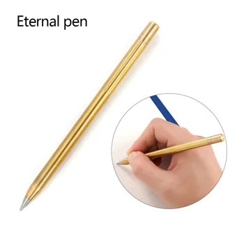 Retro Misiņa Inkless Pildspalvu Tīra Misiņa Metāla Nē-tintes Pildspalvas Vara Dāvanu Pen Irbuli Mūžīgā Zīmuli Āra Ceļojumu