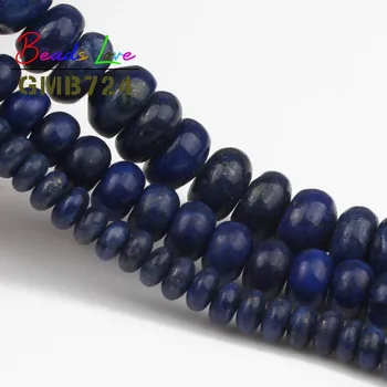 Dabīgā Akmens Zilā lapis lazuli Abacus Rondelle Distances Zaudēt Krelles Rotaslietas Pieņemšanas Diy Aproces Vairumtirdzniecības 4 6 8MM 15 Collu