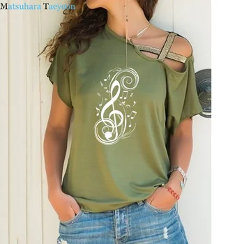 Sieviešu Mūzikas Ņemiet vērā, Grafiskais T-krekls Mūzikas Sievietes Tshirt Modes Jaunu Nelegālo Šķībs Krusta Apsēju, Kokvilnas T Shir t-veida Topi