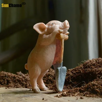 Jauno Radošo Tualetes Cūku Gudrs Cūku Apdare Simulācijas Dzīvnieku Modeli Multfilmas Bērniem, Izsmalcinātu Mazo Dāvanu Dzimšanas Dienā Sveķu Dzīvnieku