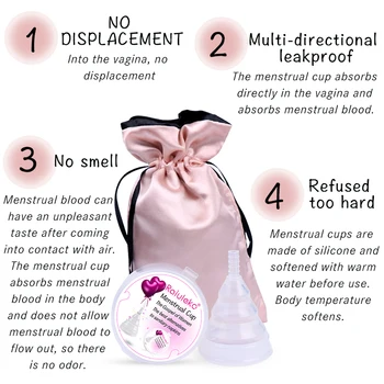 Atkārtoti Sieviešu Higiēnas Menstruālā Piltuve Medicīniskās Pakāpes Silikona Maksts Kausa Portatīvo Salokāms Dāvanu Auduma Maisiņu Iepakojuma Veselības Aprūpes