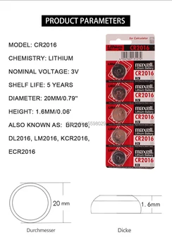 200PCS/DAUDZ 3 V cr2016 Par maxell augstākās Kvalitātes Litija Baterijas Poga Akumulatora Skatīties Monētas Baterijas cr 2016 DL2016 ECR2016