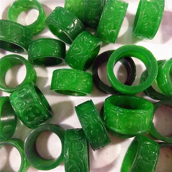Dabas green jade gredzeni vīriešiem, sievietēm, zīmolu gredzenu puses-pulēta jade roku cirsts modelis jade gredzenu emerald gredzeni, 1 gab.
