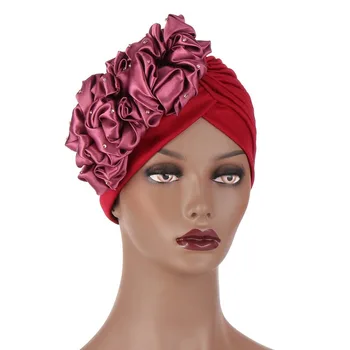 Eiropā un Amerikā Modes Turban Cepures Sievietēm Big Flower Sieviešu Galvas Wraps Musulmaņu Lakatu Sunīti Āfrikas Headtie indija Cepure