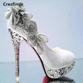 Cresfimix sieviešu modes augstas kvalitātes pu ādas augstpapēžu sūkņi dāma gadījuma sexy kāzu puse, augsta papēža kurpes lady kurpes a793
