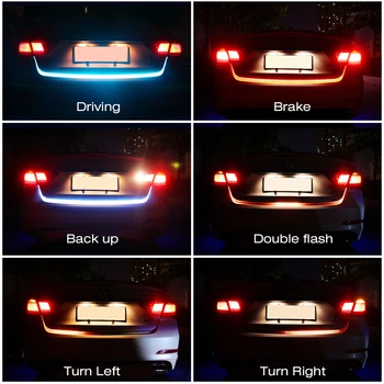 LED Auto Aizmugurējā Bagāžnieka Lentes RGB Gaismas 120cm Auto Streamer Papildu Tailgate Pagrieziena Signāla Bremžu Reverse Flash Warnning Apgaismojums 12V
