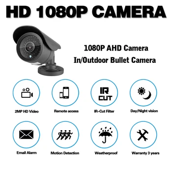 HD Bullet Kamera Ūdensizturīgs Āra 2MP AHD Analogās VIDEONOVĒROŠANAS Kameras 1080P Nakts Redzamības Ārpus Drošības Ip Kameras Darbu Par AHD DVR