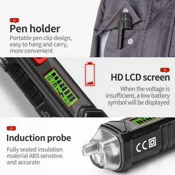 AC1010 Saprātīga bezkontakta Pildspalvu Signalizācijas Ac Sprieguma Detektors Metru Testeri Pildspalvu Sensors, Testeris, Trauksmes