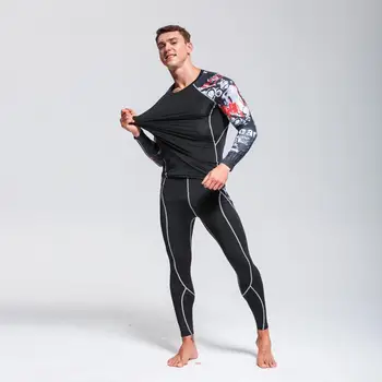Vīriešu Sporta Tērps Kompresijas kostīmu Fitnesa Apmācību Tērps, seksīga Apakšveļa MMA rashgard Vīri, Ātri žāvēšanas krekls tracksuit