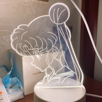 HY Anime Sailor Moon 3d Nakts Gaisma Radošo Guļamistabas Gultas LED Galda Lampa Apdare Meitenes Miega Krāsu Mainīt, Nightlight Dāvanu