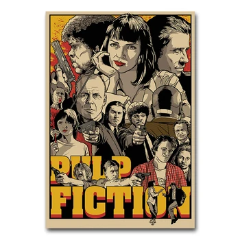 Pulp Fiction Klasiskās Filmas Plakāts, Retro Audekls Mākslas Drukāt Mākslas Glezniecības 20x30 60x90cm Vintage Attēlu Dzīvojamā Istaba Dekori