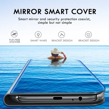 Par Xiaomi Mi 10T Pro Gadījumā Skaidru priekšstatu Smart Mirror Flip Ādas Gadījumā Xiaomi Mi10T Pro Mi 10T Pro Triecienizturīgs Vāks Fundas