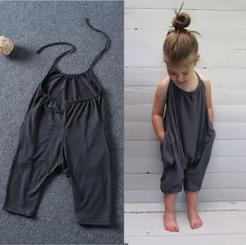 2017 Modes Bērniem, Baby Meitenes Siksna Kokvilnas Romper Jumpsuit Harēma Bikses Vasaras Drēbes