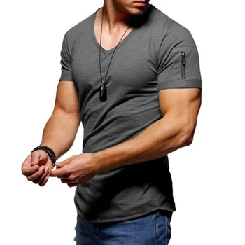 Vīriešu Fitnesa Gadījuma Vīrieši, Vīriešu Soft vienkrāsainu t-veida Krekls ar Īsām Piedurknēm T-krekls Vasaras V Kakla Fitnesa, Slim Vīriešu Apģērbs