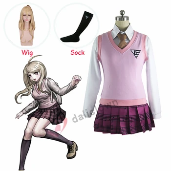 Anime Danganronpa V3 Kaede Akamatsu Cosplay Kostīmu Japāņu Skolā Vienotu Svārki Meitene Sievietes Halloween Cosplay Kleita Tērpiem