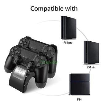 PS4 SLIM Pro Bezvadu Kontrolieris Dual USB Uzlādēšanas Doka Staciju PS 4 Kursorsviru Lādētāju Stāvēt par Playstation 4 Spēļu Piederumi