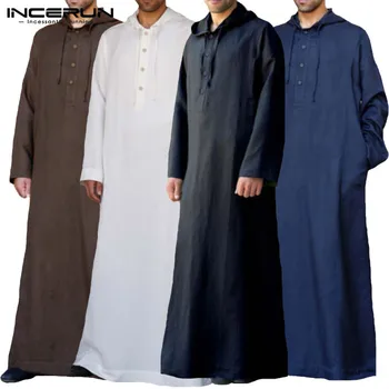 Musulmaņu Tērpu Hoodies Kaftan Mērci Mens Saūda Arābu Dubaija Garām Piedurknēm Thobe Arābu Ilgi Islāma Jubba Thobe Cilvēks Apģērbu 2021