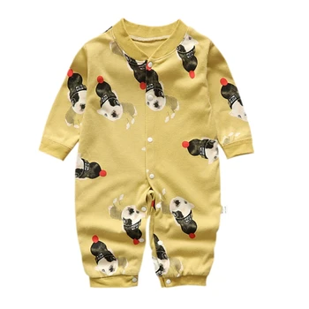 Rudens Toddler Zīdaiņu Kombinezonus Baby Boy Meitene Karikatūra Suns Drukāt Tērpiem Kokvilnas Romper Jumpsuit Jaundzimušā Apģērbu, Bērnu Apģērbu, 3-12M
