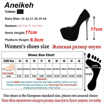 Aneikeh Femmes Chaussures Modes Ganāmpulka Plānas augstpapēžu kurpes Sieviešu Sūkņi Platforma Kāzu Elegantas Dāmas Kurpes Pavasara/Rudens Melns