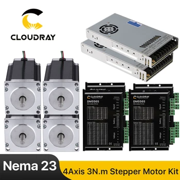 4 Axis CNC Router Komplekts 3N.m Nema 23 Stepper Motors + DM556S Stepper Vadītāja + 350W barošanas