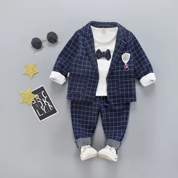 Bērniem Zēni labi audzināts Pleds Uzvalks Zēns Oficiālu Kāzu tērpi Bērniem Elegants Zēns Apģērbu Puse 3piece Komplekti