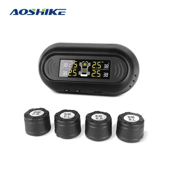 AOSHIKE Auto Riepu Spiediena kontrole TPMS Ciparu LCD Displejs Saules VAI Auto USB Bezvadu 4 Iekšējā Sensors SUV