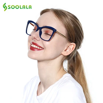 SOOLALA Lielizmēra Kvadrātveida Lasīšanas Brilles Sievietēm ar Kniežu Brilles Rāmis Tālredzīgs vecuma tālredzība Brilles +0.5 0.75 1.0 2.0 līdz 5.0