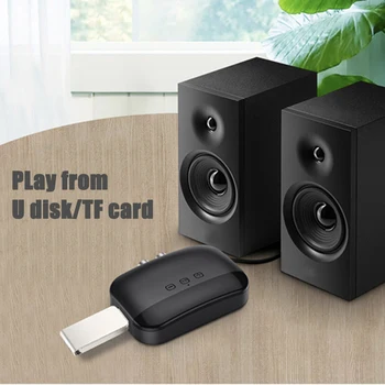 JAUNU Bezvadu Bluetooth Dongle V5.0 Uztvērējs Adapteri, NFC, USB TF Karti Spēlēt Auto Aux Brīvroku Mikrofons (3,5 mm Audio RCA Ostas Speaker