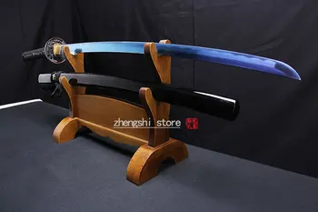 Zilā Krāsa Asmens Japāņu Katana Roku darbs 1045 oglekļa tērauda Samuraju Zobenu Asumu Malu griešanai Koka Apvalku