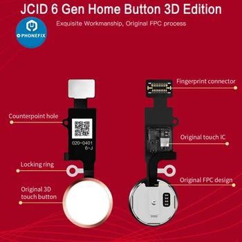 JC 6 Gen 3D pirkstu Nospiedumu Flex Kabelis priekš IPhone 7 8 Plus SE Atgriezties Atpakaļ, Mājas Taustiņš Melns/Balts/Zelts/ Rose Gold Mājas Flex Montāža