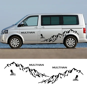 Kalnu grafiskais vinila KK materiāls, dekoratīvie durvju abās pusēs ar ielīmi-Volkswagen Multivan T5 T6 Auto Ķermeņa Dekors