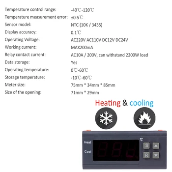LED Ciparu Termostats Regulators Temperatūras regulators Thermoregulator Releju, Apkures, Dzesēšanas temperatūras kontroles slēdzis