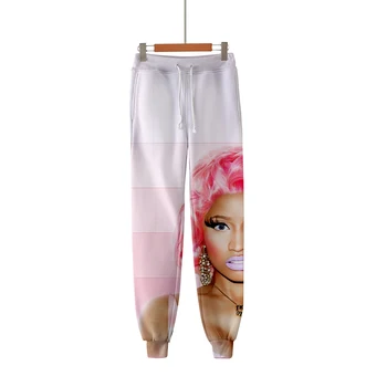 Idol Nicki Minaj Modes Pilna Garuma Drukāt Sieviešu Streetwear Bikses Augstas Kvalitātes Bikses Gadījuma Bikses Slim Mīkstas Drēbes