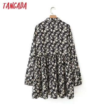 Tangada ir 2021. Modes Sieviešu Ziedu Drukāt Brīvs Krekls, Kleita ar Slīpsvītru Vintage garām Piedurknēm Gadījuma Sieviete Īsā Kleitā, 5X38