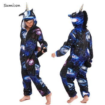 Jaunas Ziemas Unicorn Pidžamas Bērniem Kigurumi Dzīvnieku Pidžamas Bērniem Panda Licorne Onesie Zēns Meitenes Sleepwear Unicornio Jumpsuit