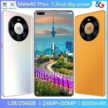 Mate40Pro+ 7.3 Collu 6000mAh 128/256 GB 5G pilnekrāna Viedtālrunis Dual SIM Android 10 Deka Core Sejas Pirkstu ID Mobilo Telefonu, Mobilo