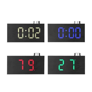 Atlikt Guļamistaba Galda Pulkstenis Koksnes Graudu Mājas Dekori Galda Pulkstenis LED Digitālo Elektronisko Laika Pulkstenis ar Termometru Reklāmas Radošo