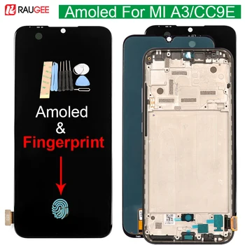 Amoled LCD Displejs Xiaomi MI A3 Touch Screen Touch 10 Digitizer Ekrānu Nomaiņa Xiaomi MIA3 MI CC9E Ar pirkstu Nospiedumu