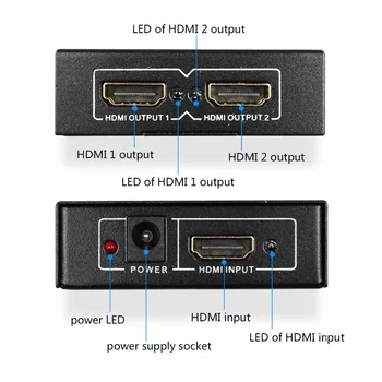 Wiistar HDMI Splitter 1x2 HDMI 1.4 Converter 1080P 1 2 No Pārslēdzēja 4Kx2K HDMI Komutatoru 2 Ports