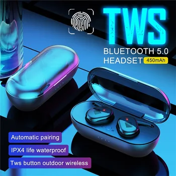 Bluetooth 5.0 TWS Bezvadu Austiņas Trokšņu Samazināšanas Stereo In-ear Austiņas, Sporta Headseat TWS Zilo zobu Earbuds